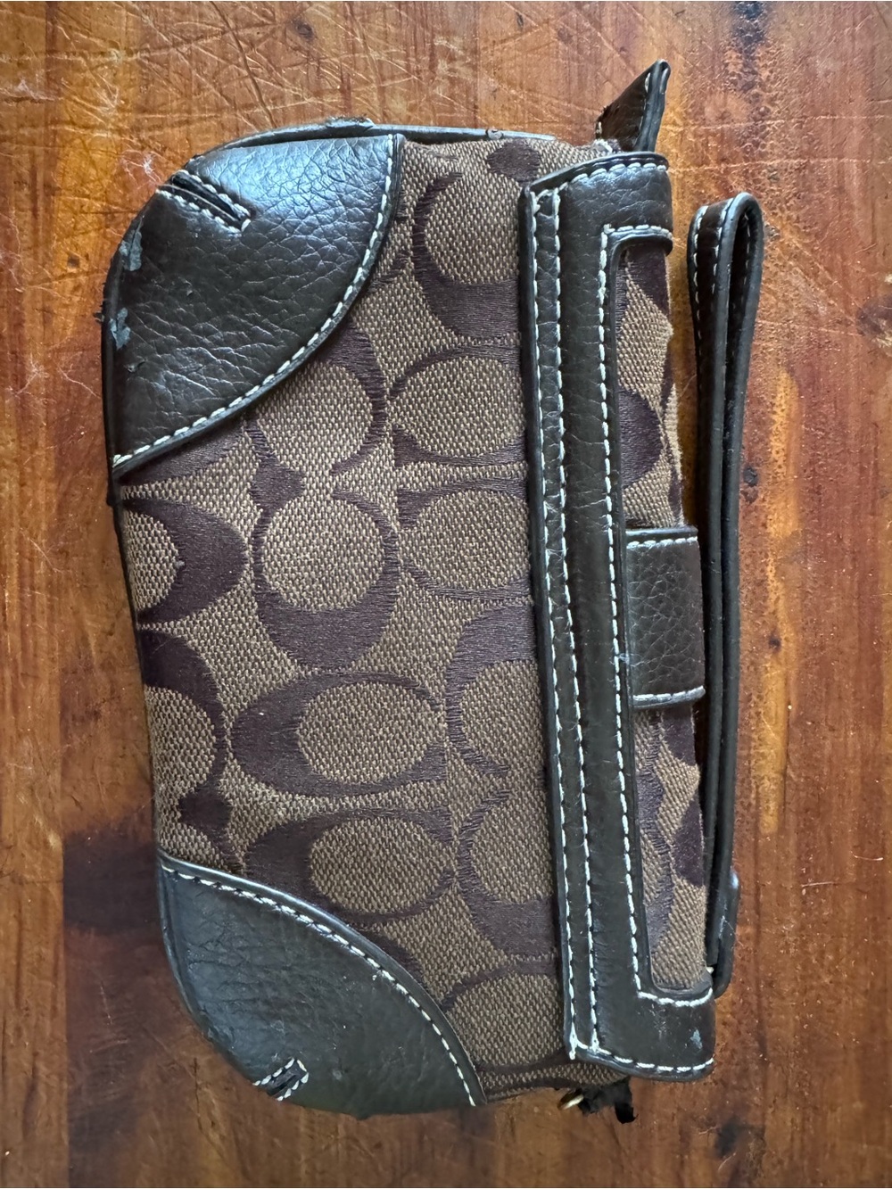 Coach Brown Signature Canvas Wristlet - Picture 2 of 4